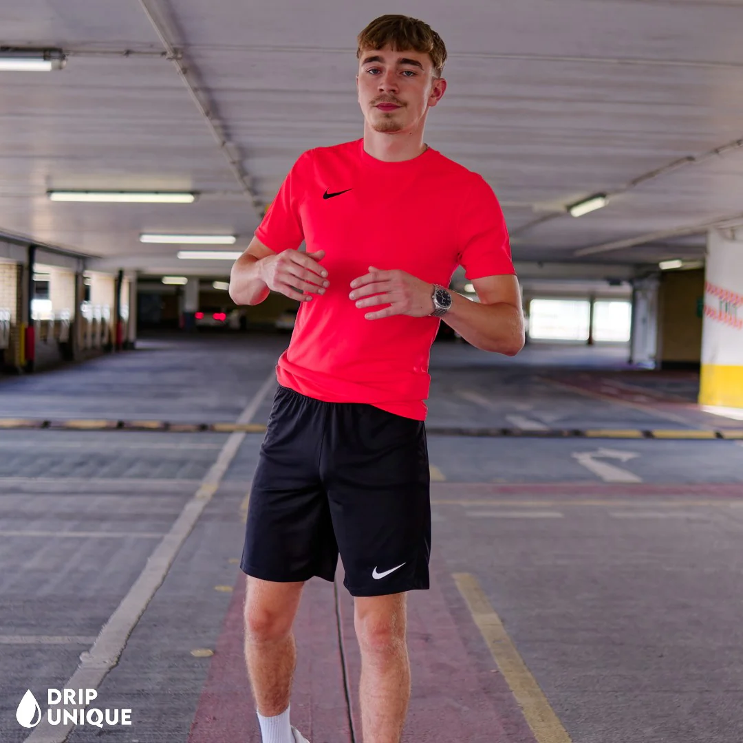 Nike Dri-Fi T-Shirt Crimson Red & Black Dri-Fit Shorts Set - Image 6