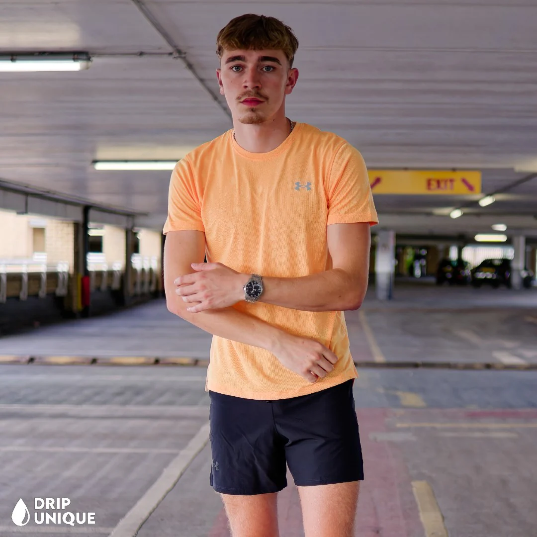 Under Armour Splash T-Shirt Orange & Launch Speedpocket Shorts Set - Image 3
